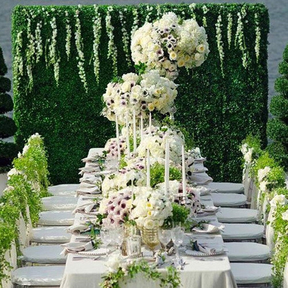 Eco-friendly Artificial Simulation Plants Leaf Grass Fence Evergreen Screen Hedge Panels Emulated Plant Wall Decor