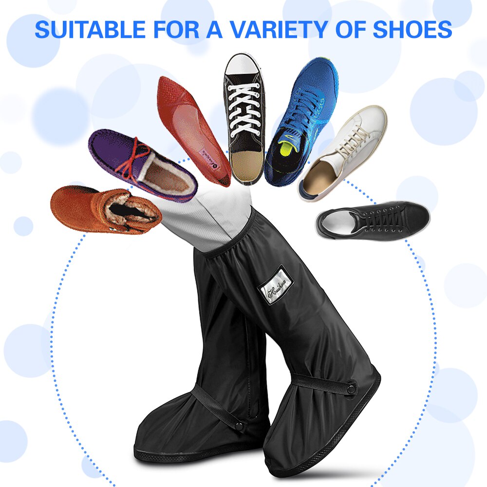 Waterproof Shoe Covers Outdoor Zipper Water Resistant Shoes Rainy Boots Covers PVC Folding Anti-Slip Cycling Overshoes Cover