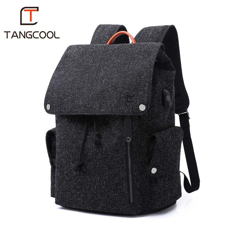 Tangcool Männer Rucksack Für 15,6 zoll Laptop USB Rucksack Große Kapazität Stundet Rucksack Wasser Abweisend Rucksack: schwarz