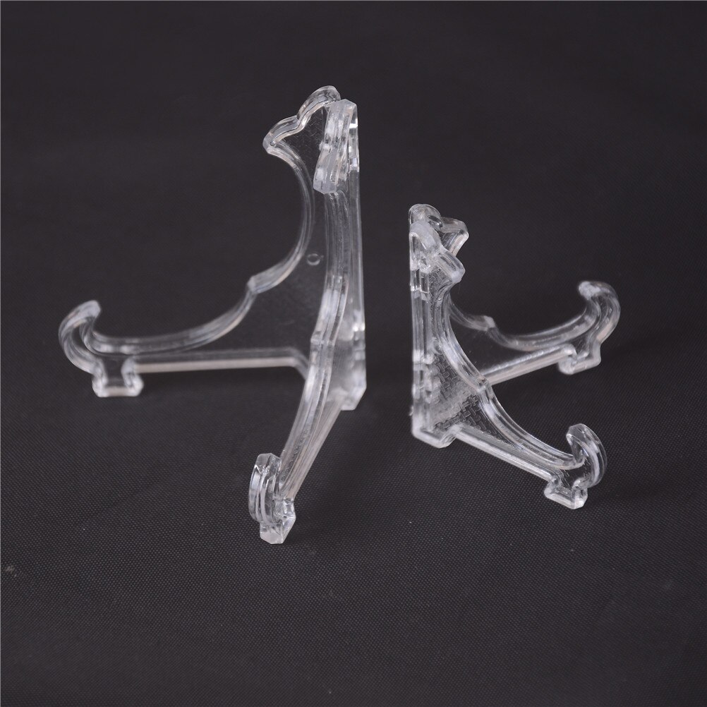 5 st / parti 5.7cm/4.2cm mini clear plastice mynt medalj pärla badge golf vykort stafflar mynt display stativ plattan hållare
