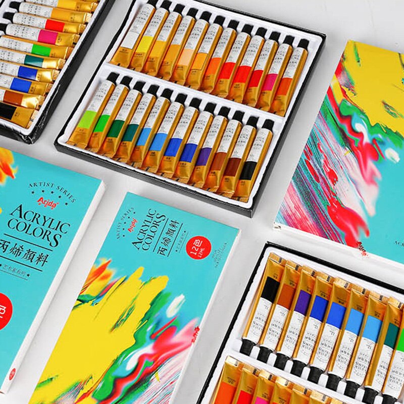 Art Supplies Acrylic Paints 12/18/24 Colors 12ml Tubes Artist Drawing Painting Pigment Hand Painted Wall Paint DIY