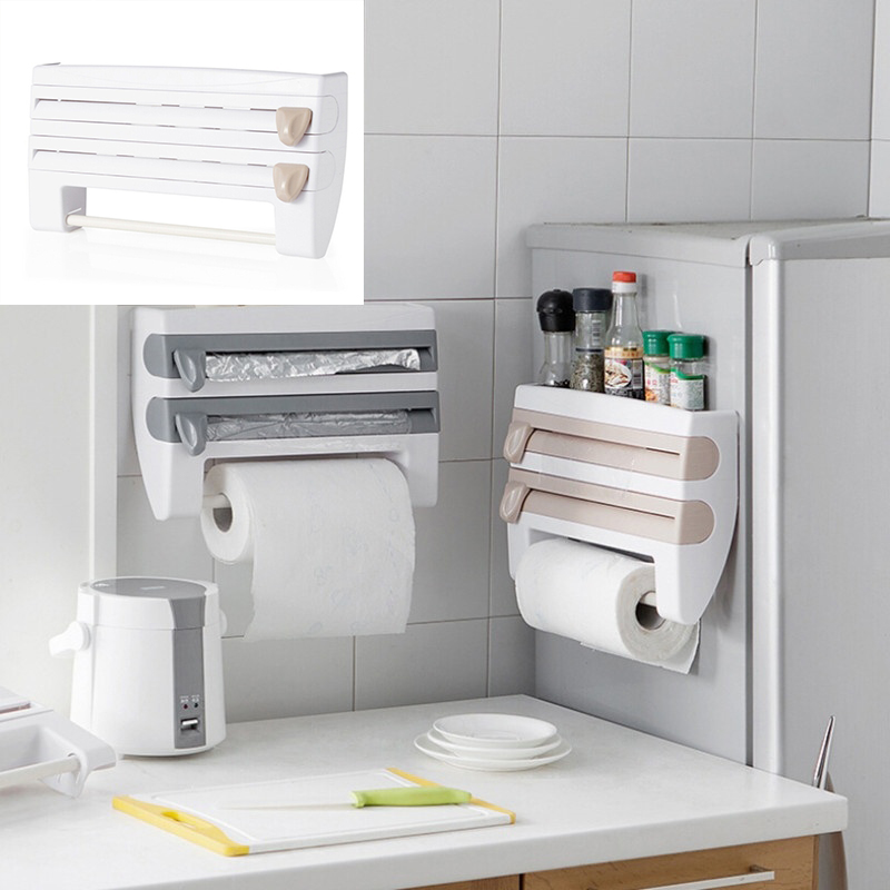 ABS multifunctionele papieren handdoek handdoekenrek keuken met snijden plastic wrap opbergrek