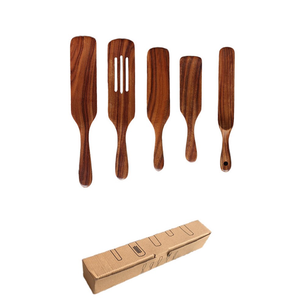 Teak Natürliche Holz Kochgeschirr Küche Utensilien Kochen Werkzeuge setzt Geschirr Geschirr Geschirr Löffel Schaufel Sieb Holz Bausatz: Schwarz