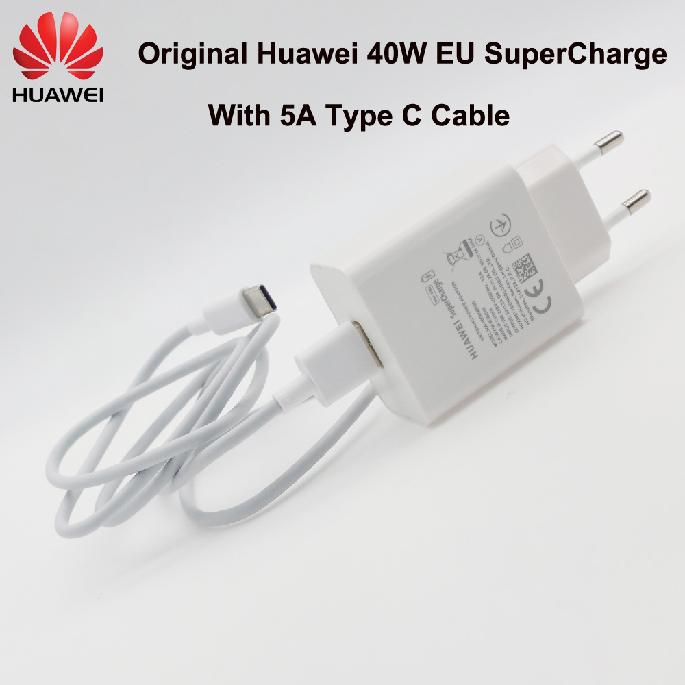 Originele Huawei P20 40W Fast Charger 10V 4A Super Charge Adapter 5A Usb Type C Kabel Voor Nova 5 T Pro Mate 30 40 Pro P 20 30 40: EU and 100cm 5A Line