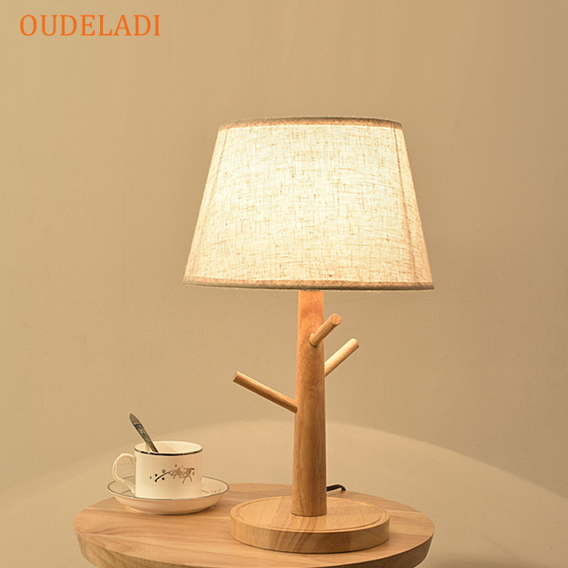 Trebordlampe stofflampeskjerm soverom nattbordlampe varm romantisk hjem stue soverom arbeidsrom lesebordlampe: Beige
