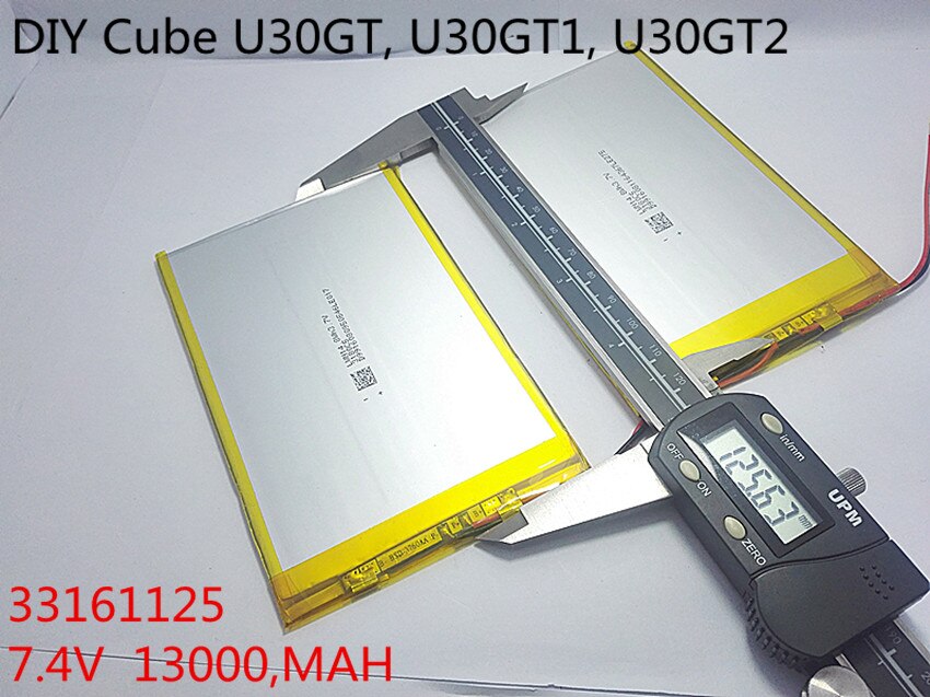 7.4 V 13000 mAh Tabletten Batterijen DIY U30GT, U30GT1, u30GT2 dual vier-core tablet pc batterij 33161125 Grootte: 3.3*161*125mm