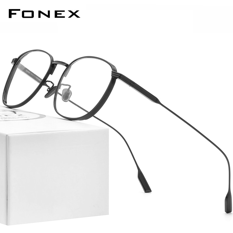 Fonex Puur Titanium Brilmontuur Vrouwen Vintage Ronde Bijziendheid Optische Recept Lenzenvloeistof Frame Mannen Ovale Eyewear 8517