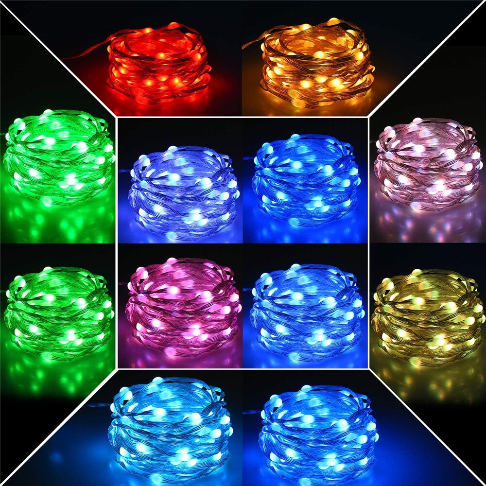 5M/10M/20M Kleur Veranderende Koperdraad String Lights Usb Power Waterdichte Rgb Rgbw Led kerst Verlichting Voor Slaapkamer Bruiloft: 10M 100leds