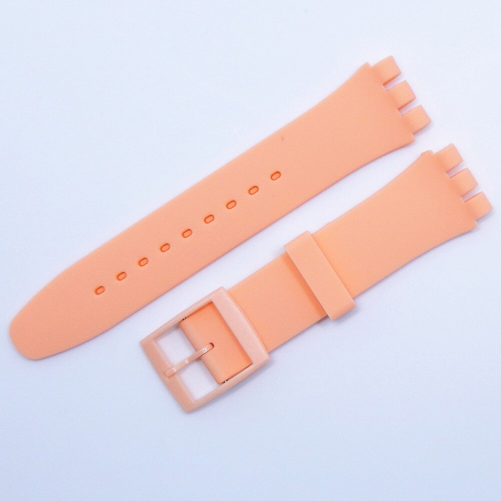 Correa de reloj para Swatch, accesorios de pulsera de silicona de goma, 17mm, 19mm, 20mm: S / Naranja