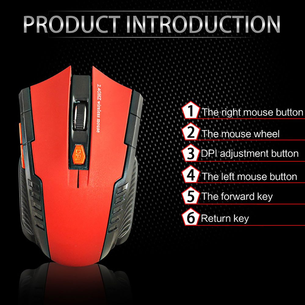 Ratón inalámbrico de 2,4 GHz, ratón óptico para juegos con receptor USB, ratón inalámbrico 6D para ordenador y portátil, accesorios