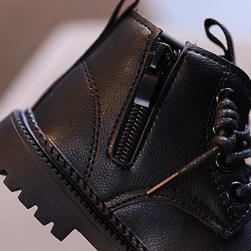 Herbst Winter Kinder Martin Stiefel Zipper Gummi Gleitschutz Baby Schuhe PU Leder Wasserdicht Kinder Schnee Stiefel für Mädchen Jungen