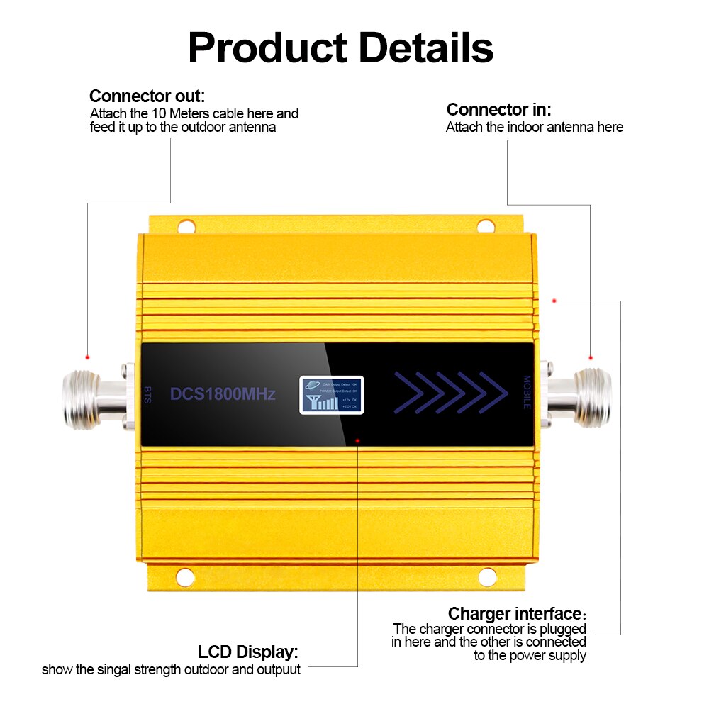 PCB 4g Lte 1800 MHZ Booster LCD GSM Amplificador GSM 2g 4g Booster DCS 1800 Booster Mobile Phone Signal Amplifier Repeater