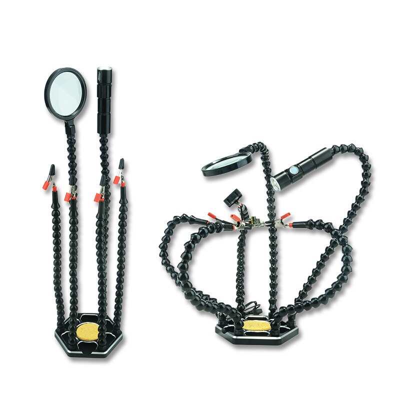 Soldering Helping Hands Third Hand Soldering PCB Holder Tool with USB Flashlight Magnifying Welding Station Tool for DIY RC Toys