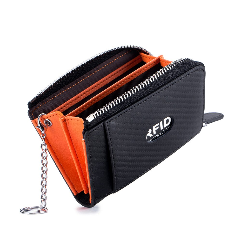 Visitekaartje Case Rfid Portemonnee Voor Creditcards Tas Vrouwen Portefeuilles Split Lederen Kleine Kaart Tas Vrouw Mini Portemonnee Id kaarthouder: Orange