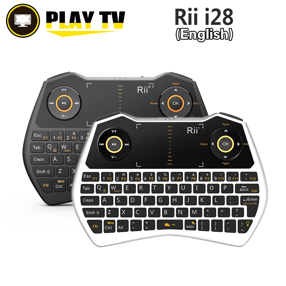 Original Rii i28 2.4G sans fil Mini clavier russe anglais Version rétro-éclairage Air souris pavé tactile pour Android TV BOX Mini PC