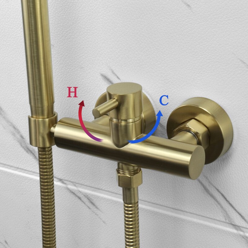 Chrome Black Bathroom Handheld Shower Set Brass Wall Mounted Cold Water Faucet Hand Shower Mixer System Brushed Gold Finish