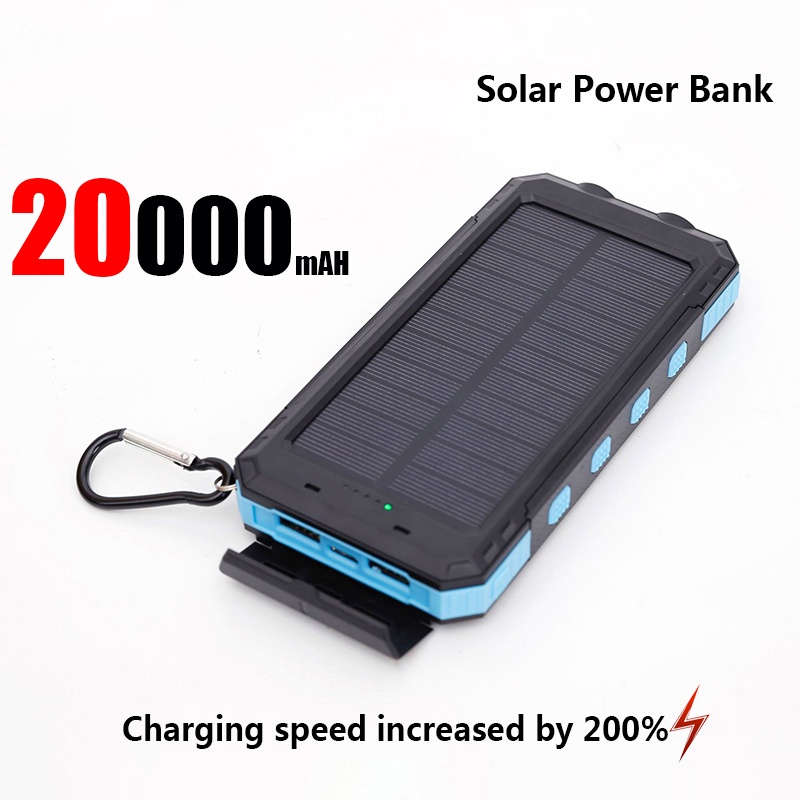 Banco de energía Solar de 50000mAh, cargador portátil de carga rápida de gran capacidad, cordón, brújula, batería externa, energía de respaldo para exteriores: Multicolor