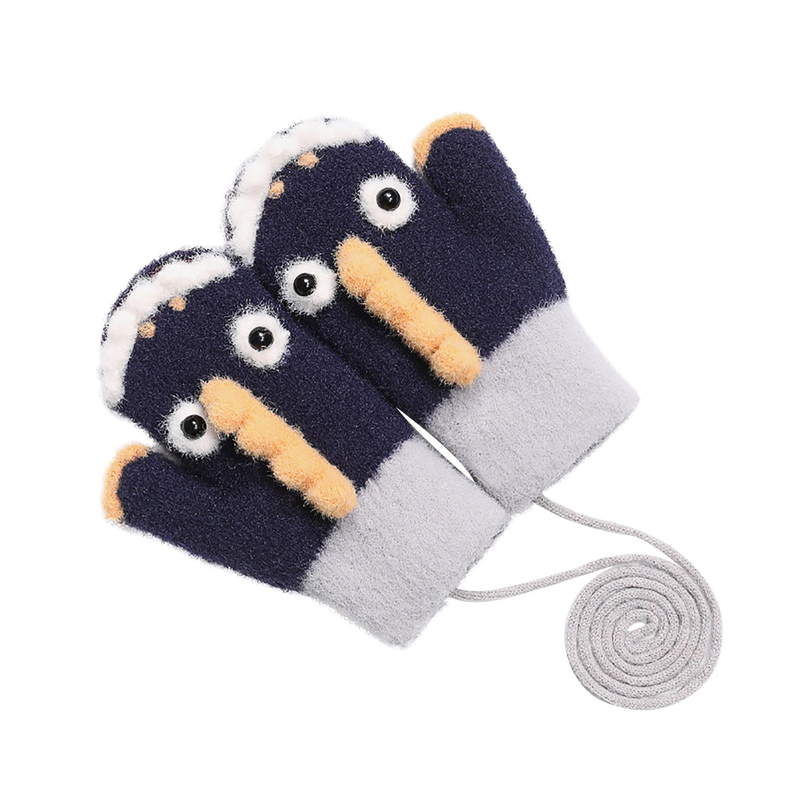 Winter Dinosaurier freundlicher Handschuhe Karikatur Volle Finger warm Verdicken Fäustlinge Winter SchöNe Handschuhe Windschutz Handschuhe Варежки Детские: schwarz