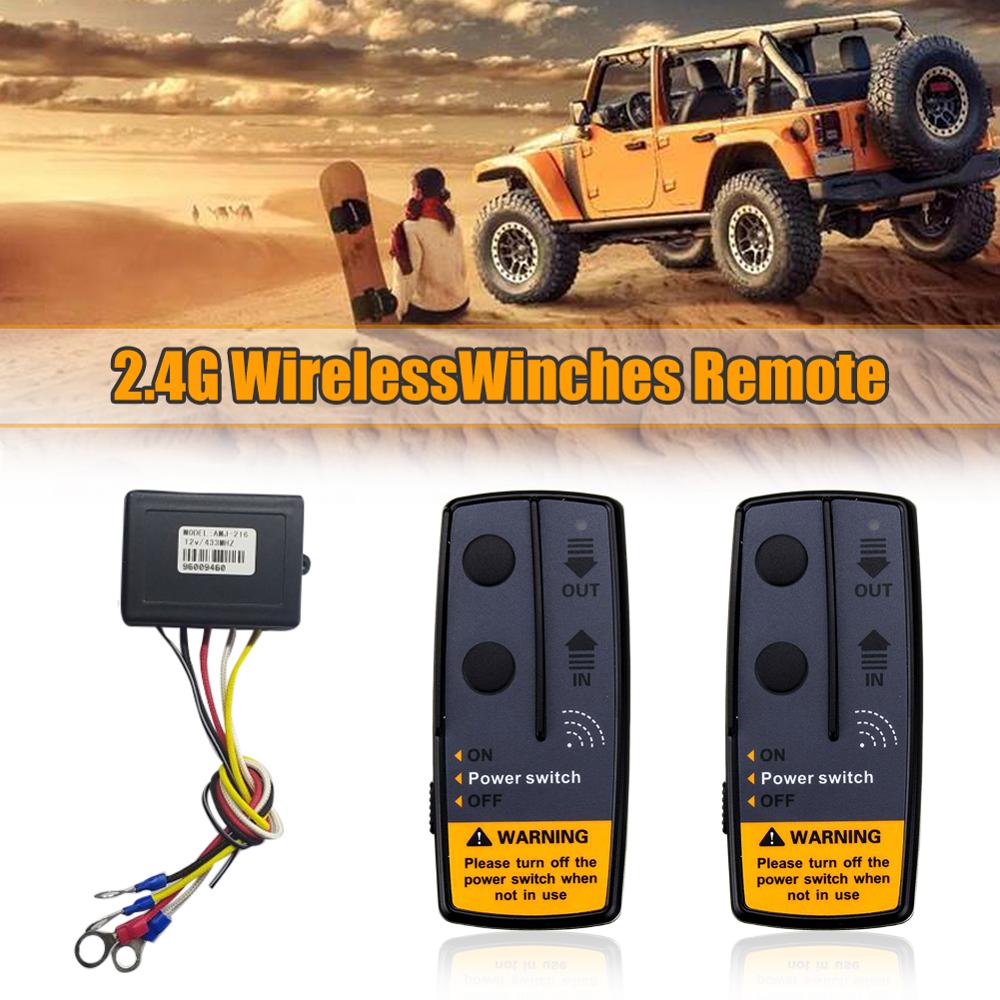 12V Universal Car Wireless Winch Electric Remote Control With Manual Transmitter Set Truck ATV SUV Truck Vehicle Trailer Kit