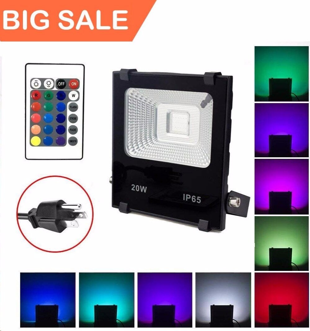 20 W RGB LED Schijnwerpers, Waterdichte Outdoor Kleur Veranderende LED Beveiliging Licht met Afstandsbediening, dimbare Wall Washer ST59