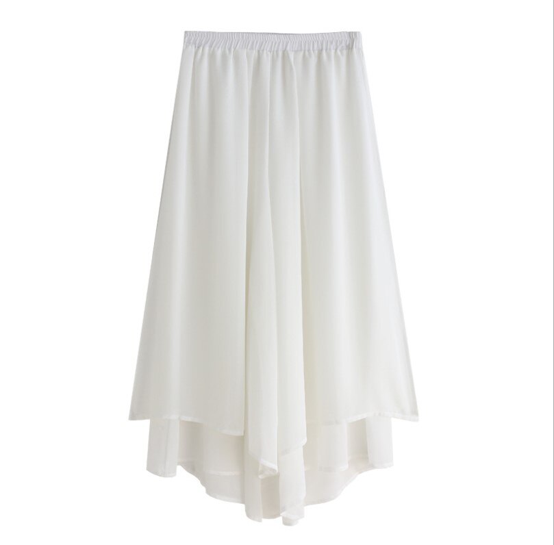 Women's Chiffon Solid Harem Pants Dance Genie Trouser Wide Leg Loose Baggy Bib Outfit White Free Size