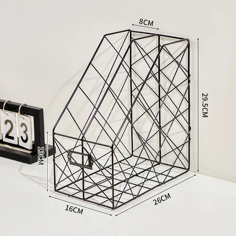 1/2- lags jerngitter bokorganisator bokholder hylle bokstøtte skrivebord aviser fil oppbevaringsboks holder hjemmeinnredning: Brun
