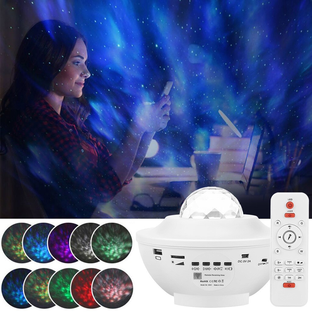 Romantische Kleurrijke Sterrenhemel Oceaan Projector Lightful Licht Afstandsbediening Led Projectie Lamp Met Bluetooth Muziek Luidspreker # G2: Default Title