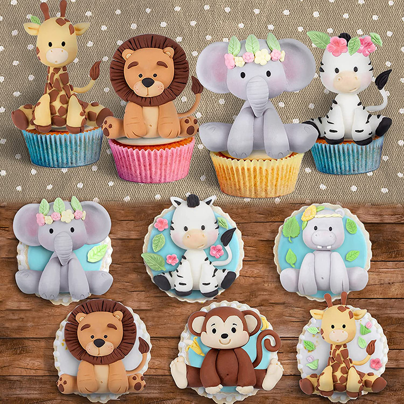 Animali della giungla stampo in silicone elefante scimmia giraffa mucca leone caramelle stampi per fondente al cioccolato strumenti per decorare la torta di compleanno del bambino