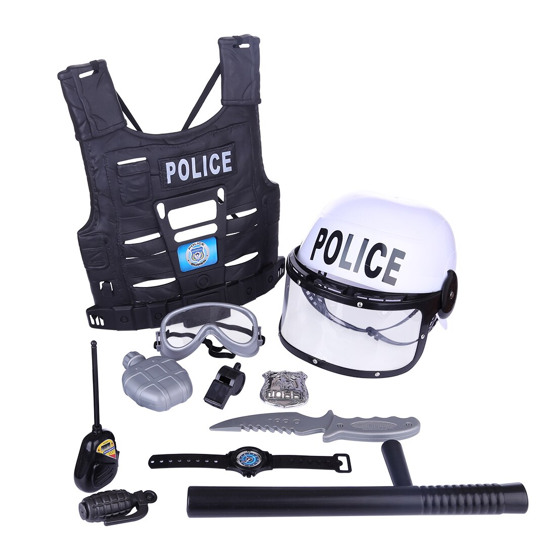 Yustery 3-Piece Police Role Play Set For Boys - Walkie Talkie Toy With Accessories