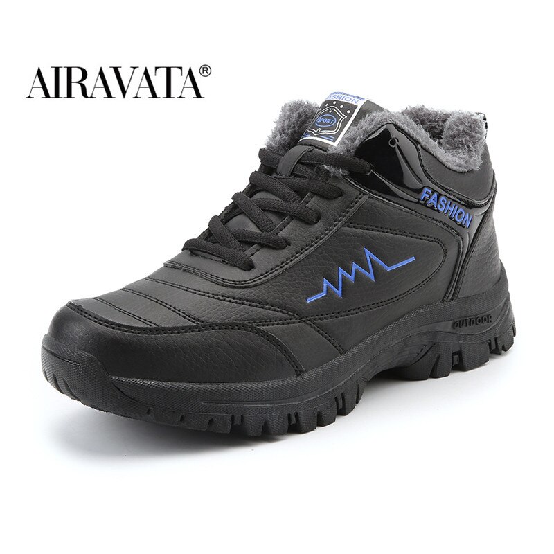 Vinter mænd støvler med pels varme snesko mele arbejde afslappet sneakers high-top ankelstøvler: Blå / 39