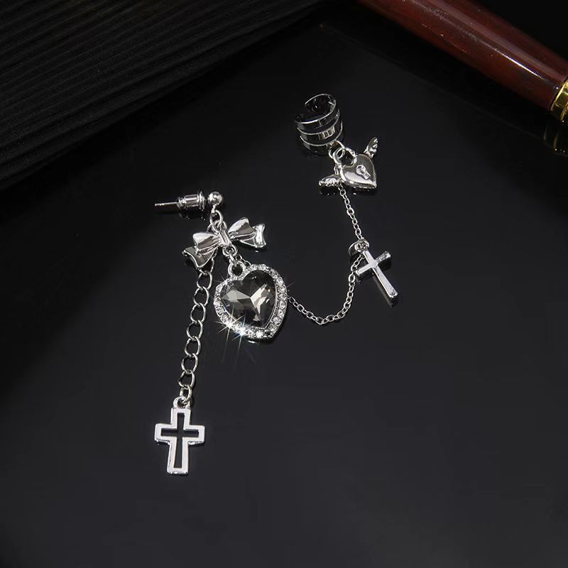 Pendientes irregulares con forma de Pin para mujer, aretes de amor de circonia, de joyas de asimétrico de cien Metal, novedad de 2023