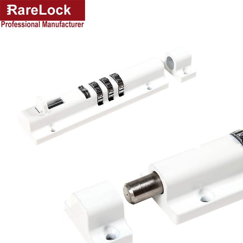 Combination Door Latch Lock 3 Digit Password Sliding Bolt for Storage Jewelry Box Cabinet Gym School Locker Rarelock MS550 I: White 1pcs