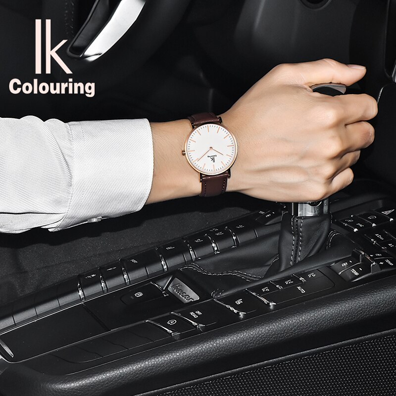 IK Colouring-relojes de cuero para parejas, reloj de pulsera de cuarzo, para parejas, unisex,