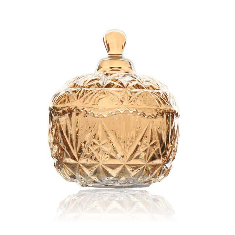 Bernstein Glas Kerze Gläser mit Deckel Jurte Glas Lagerung Krug Glas Leere Tasse Möbel Ornament Diy Kerze Krug: N2