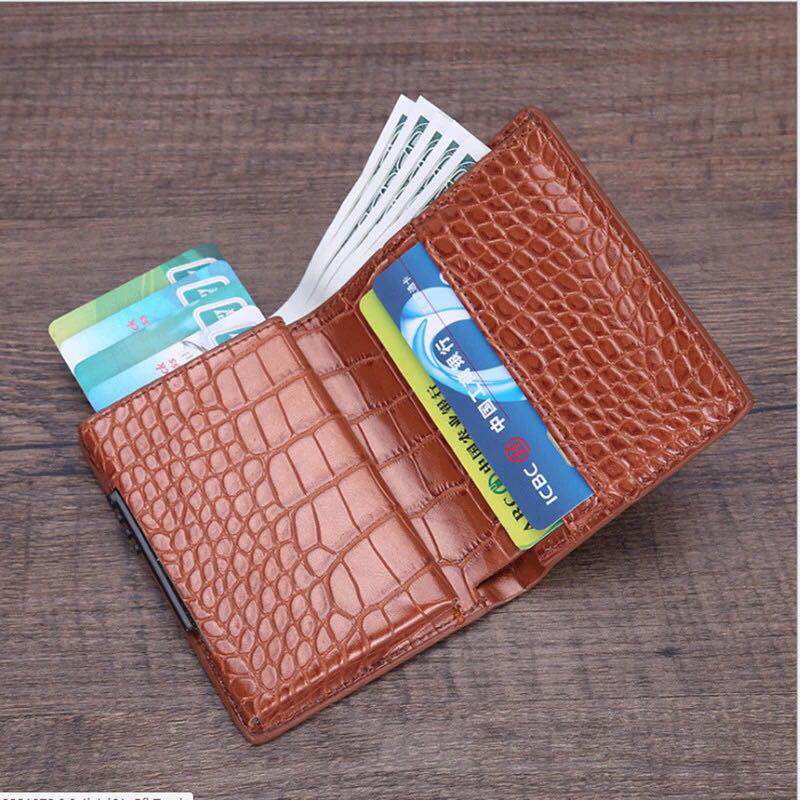 tarjetero delgado de aluminio para hombre y mujer, billetera de Metal para portadores de tarjetas, paquete de tarjetas de identificación, Protector RFID
