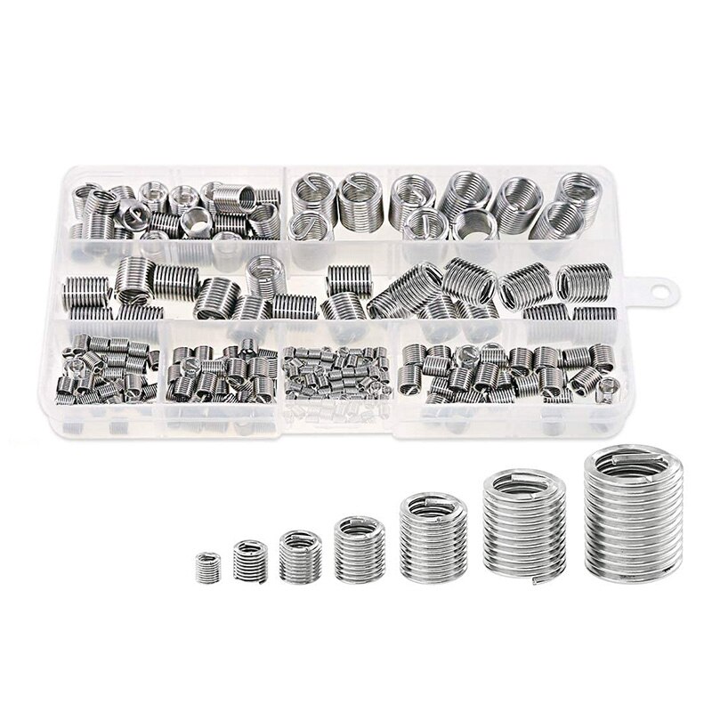 200Pcs Wire Inserts Screws Sleeve Kit, Metric Wire Thread Inserts Helical Type Coiled Wire Screw Repair Sleeve
