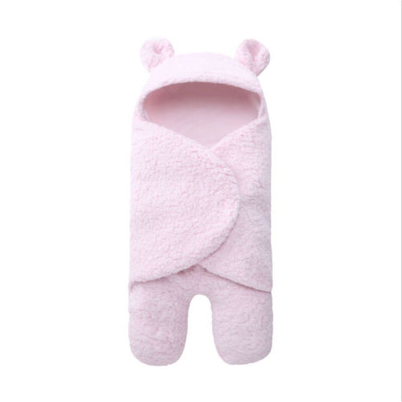 Baby Hoodies Bathrobe Bath Towel Baby Fleece Receiving Blanket Neonatal Hold To Be Cute Animal Shape Solid Newborn Kids Carpet: Pink