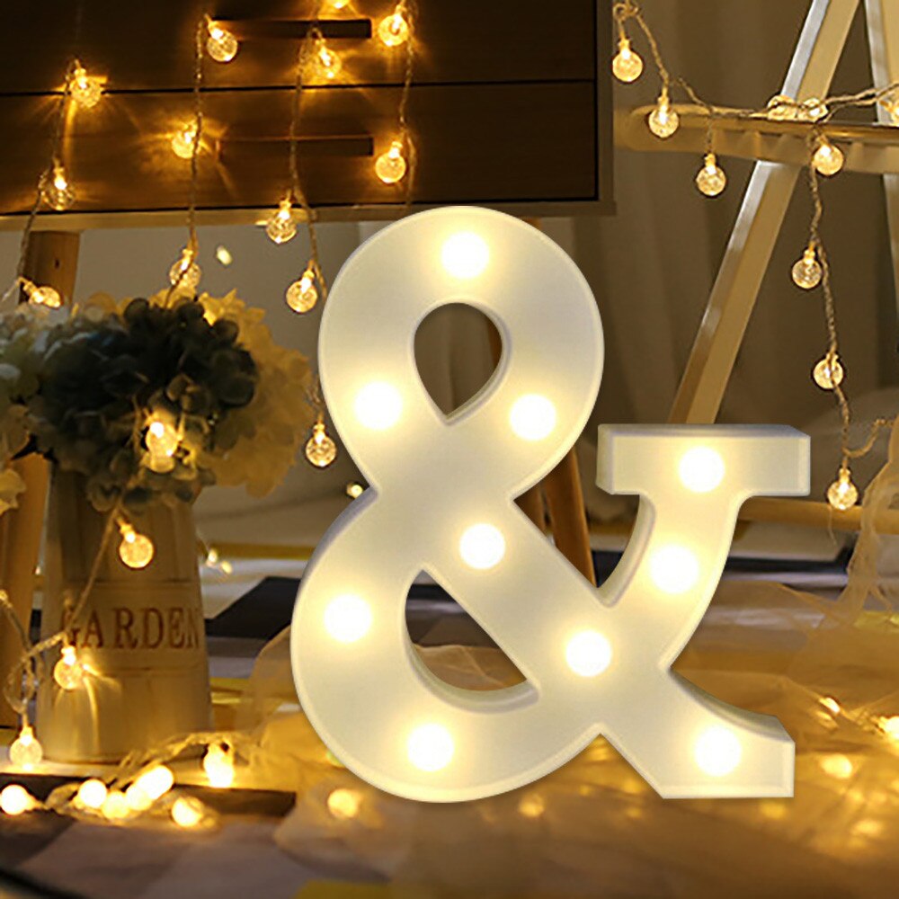 3D Weiß Alphabet LED knapp Licht Romantische Hochzeit Stehen Buchstaben Lampe Lichter Licht hoch Weiß Kunststoff Valentinstag Liebe QW224
