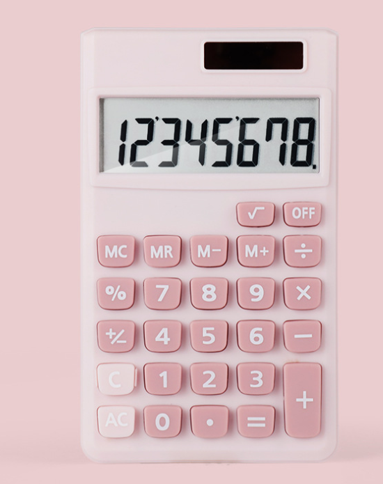 Candy Kleur Leuke Calculator Solar 8 Bit Mini Draagbare Student Computer Met Groot Scherm Kleine Business Supplies: pink