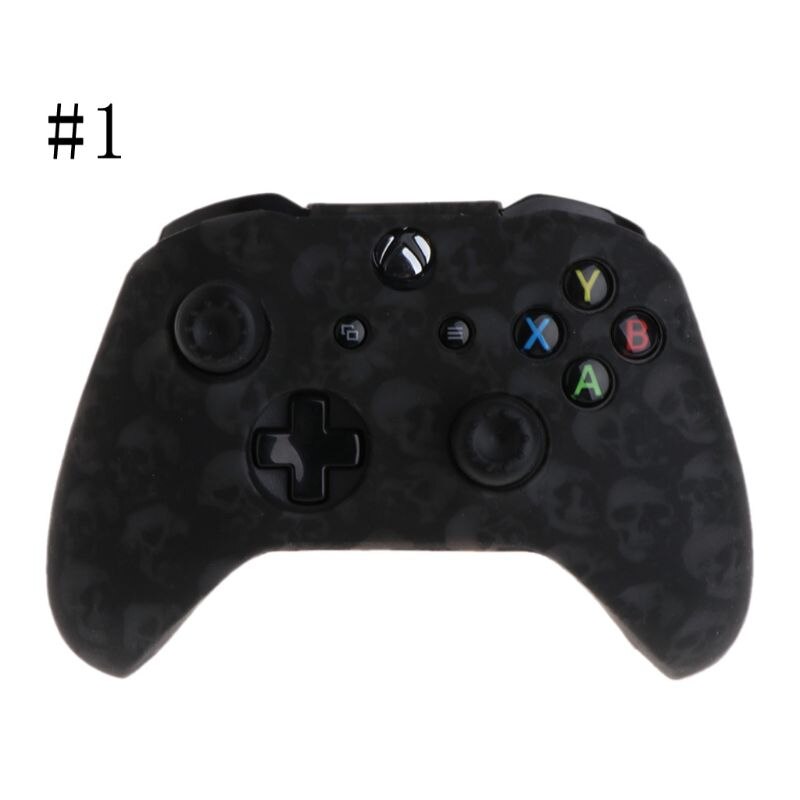 Schedel Patroon Siliconen Gamepad Cover + 2 Joystick Caps Voor Xbox One X S Controller: 1