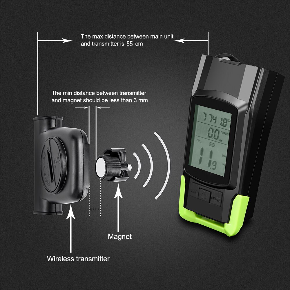 Bike Speed Meter Digital Bike Computer Multifunction Waterproof Sports Sensors Bicycle Speedometer Bike Light Horn 3 in 1