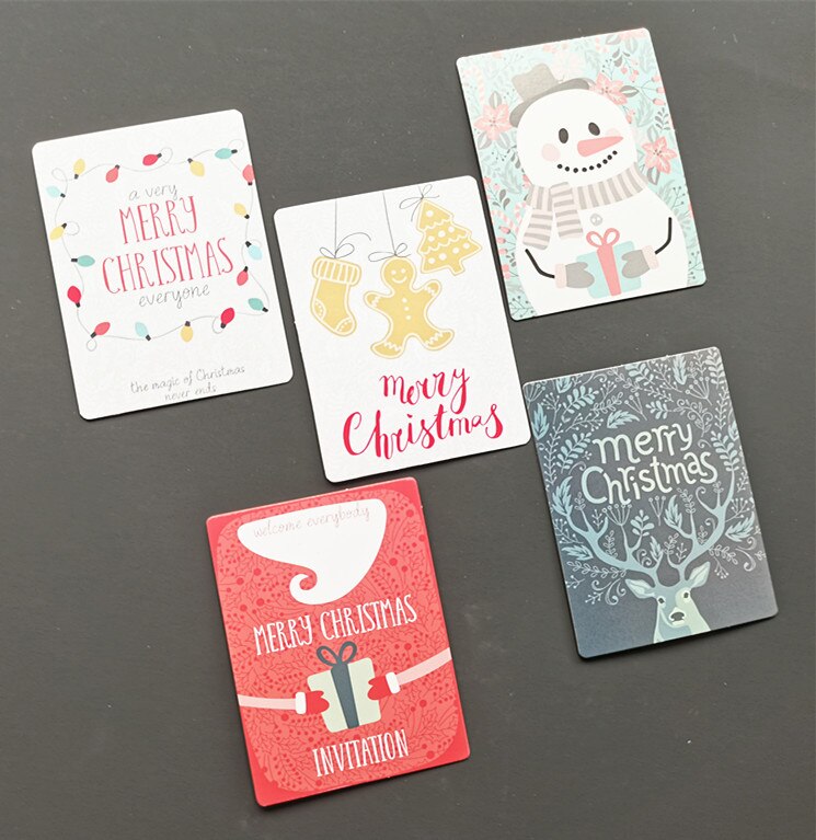 50pc/lot Christmas Snowman Deer Merry Christmas Small Message Card Writable Card 6x8cm decoration card