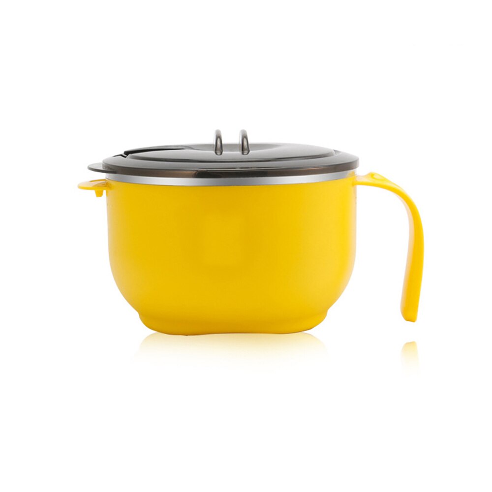 1300Ml Rvs 304 Lnstant Noedelkom Met Cover Student Netto Rode Nacht Cup Kantoormedewerker Lunch Box Magnetron servies: YELLOW / 1300ml