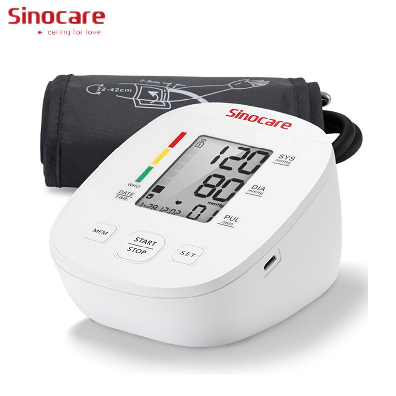 Sinocare Bloeddrukmeter Tonometer Bovenarm Monitoren Bloeddrukmeters Bp Hartslagmeter Meter + Thermometer Voor Thuis