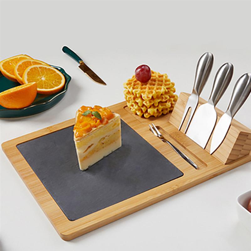 Bamboo Cheese Board Set With Stainless Steel Cutters Home Chopping Board Cheese Board Cheese Board With Cutter