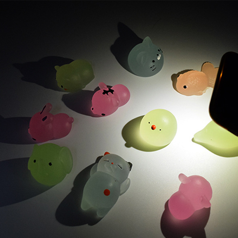 Spongy Squishy Mochi Fidget Toys Kawaii Animal Squeeze Cure Fun Anti-Stress Glowing FluorescentKid Toy