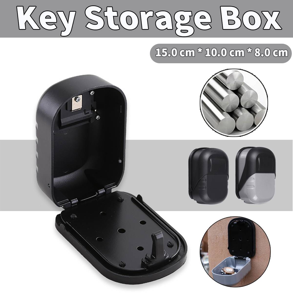 Password Key Box 4 Digit Wall-mounted Curved Key Card Password Box Master key box Password lock Decorated Cipher Key Storage Box
