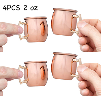 Mini 2-Ounce Rvs Moscow Mule Mok Espresso Mokken Koper Mok Whisky Shot Glazen Set van 4: Default Title