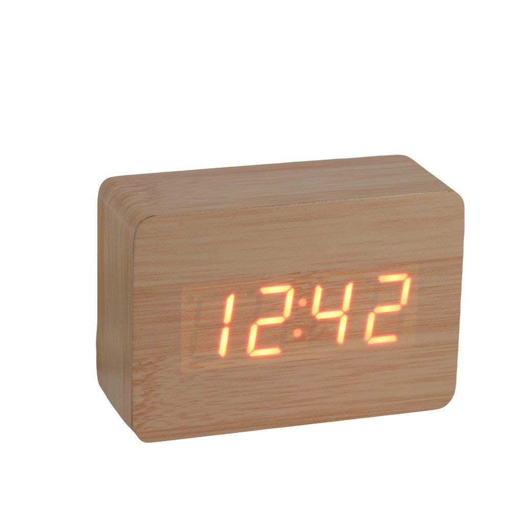 Aa Moderne Houten Houten Usb/Aaa Digitale Led Wekker Kalender Thermometer