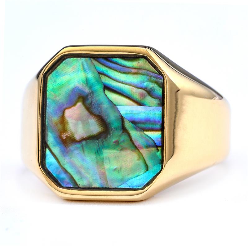 Punk Rock Shell Ring 316L Stainless Steel Signet Ring For Men Hip Hop Party Jewelry Male Wedding: 9 / GOLD